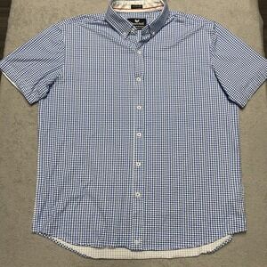 Butter Cloth Shirt Icy Cotton Mens XL Blue Check Performance Short Sleeve Preppy